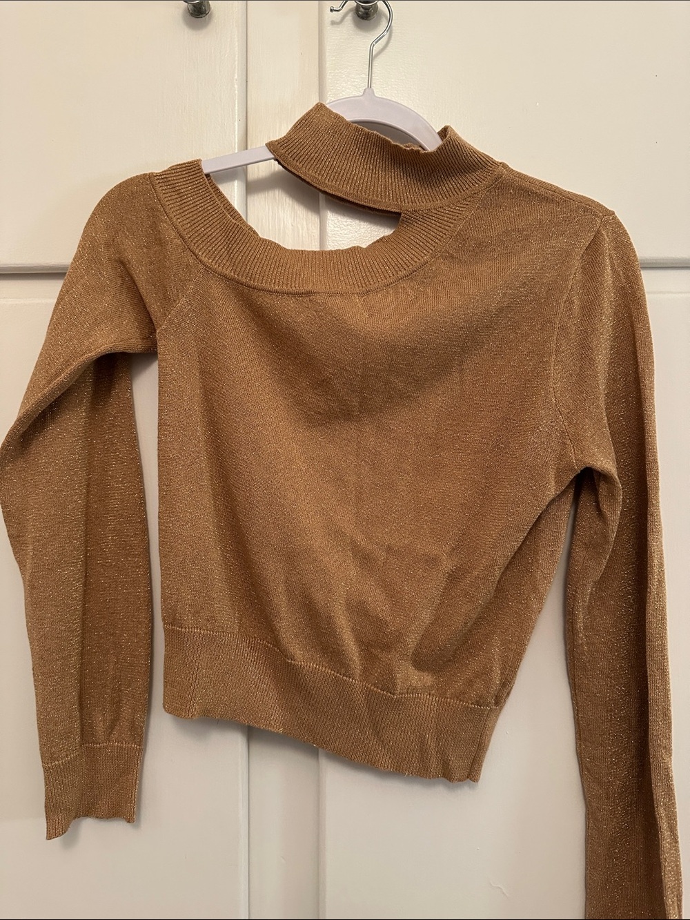 LIKE NEW Camila Coelho Gold Sparkle Sweater Cutout Long Sleeve